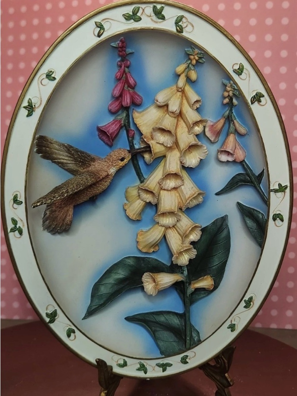 The Bradford Exchange Hummingbird Plaque in Yellow, Pink, Green, Blue